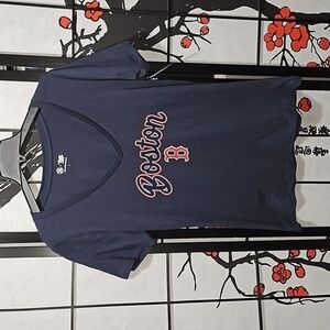 Boston Red Sox V Neck Short Sleeve Shirt Blouse Top Size Large NWT